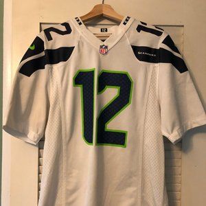 White 12 Seahawks Jersey Men's Small